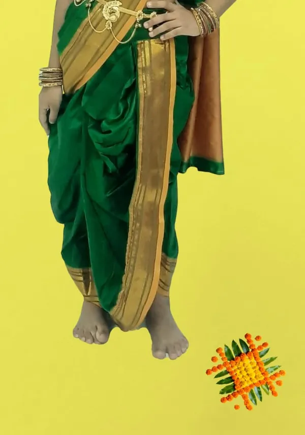 Green_Belgaon_Silk_Premium_&_Elegant_Nauwari_Saree_For_Girls