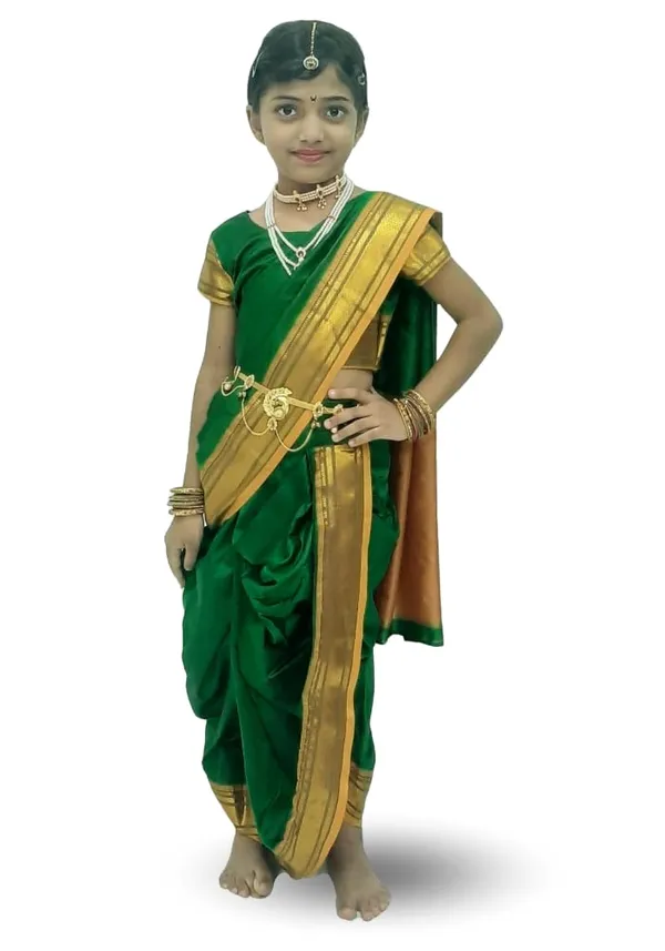 Green_Belgaon_Silk_Premium_&_Elegant_Nauwari_Saree_For_Girls