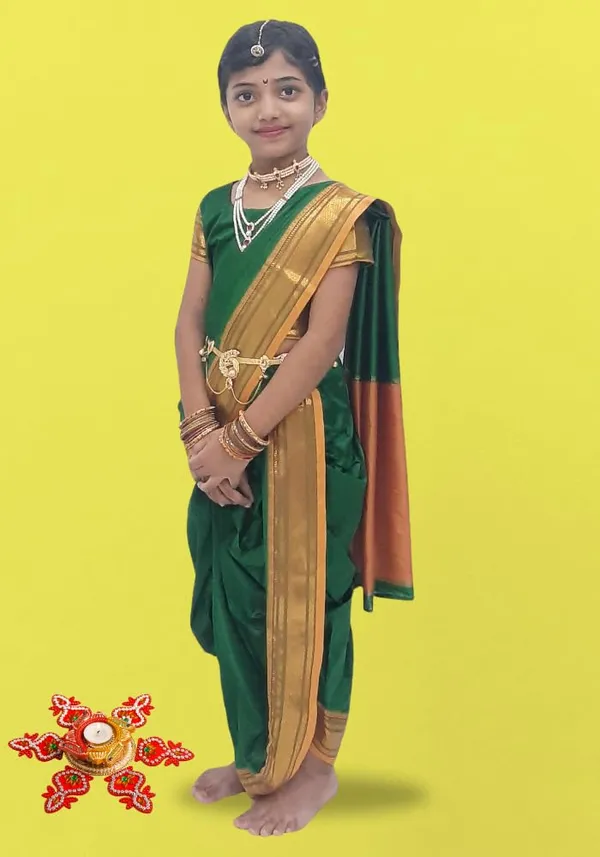 Green_Belgaon_Silk_Premium_&_Elegant_Nauwari_Saree_For_Girls