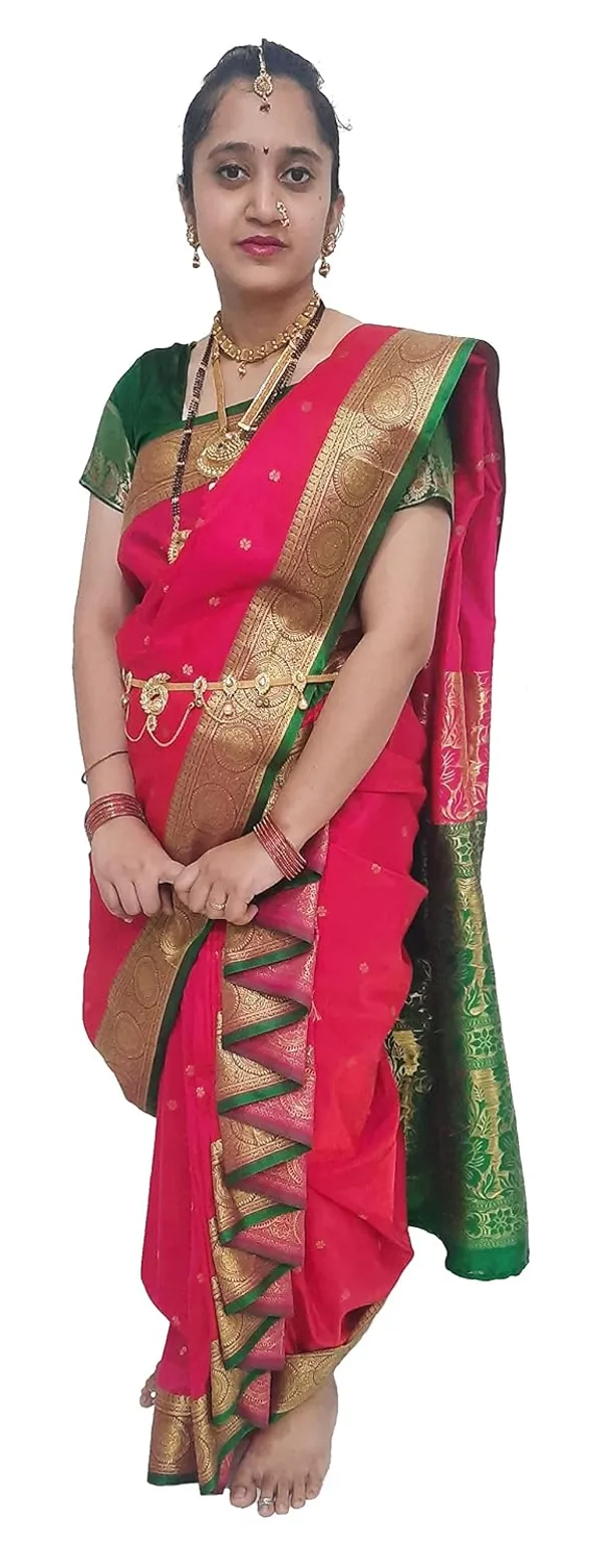 Pink_Belgaon_Silk_Premium_&_Elegant_Nauwari_Saree_With_Blouse_Piece_For_Women