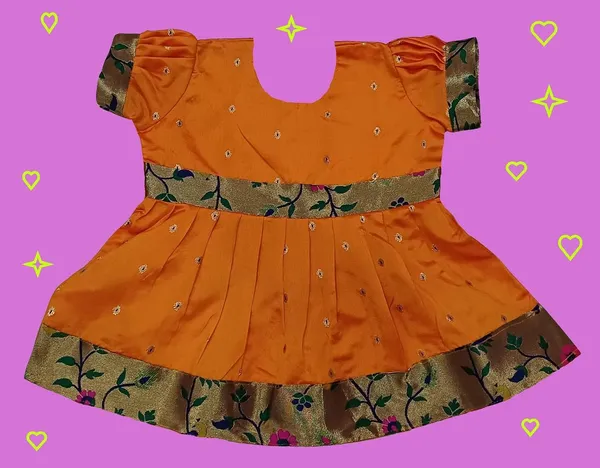 Orange_Taffeta_Premium_&_Elegant_Frock_For_Girls