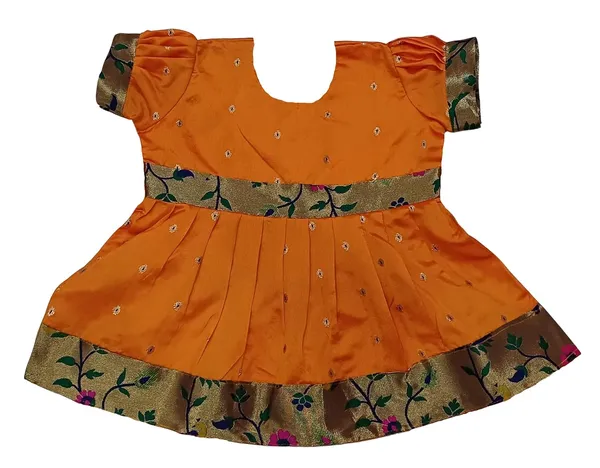 Orange_Taffeta_Premium_&_Elegant_Frock_For_Girls
