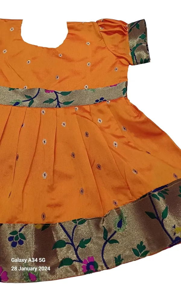 Orange_Taffeta_Premium_&_Elegant_Frock_For_Girls