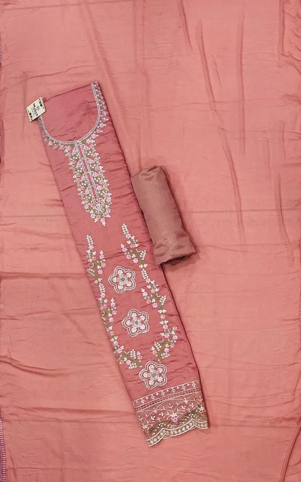 Peach_Georgette_Party_Wear_Traditional_Embroidery_Unstitched_Suit_For_Women