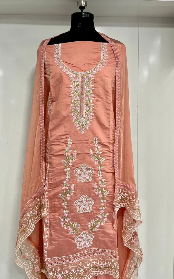 Peach_Georgette_Party_Wear_Traditional_Embroidery_Unstitched_Suit_For_Women