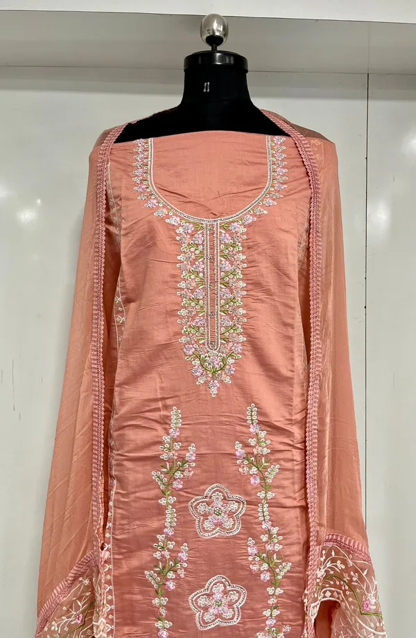 Peach_Georgette_Party_Wear_Traditional_Embroidery_Unstitched_Suit_For_Women