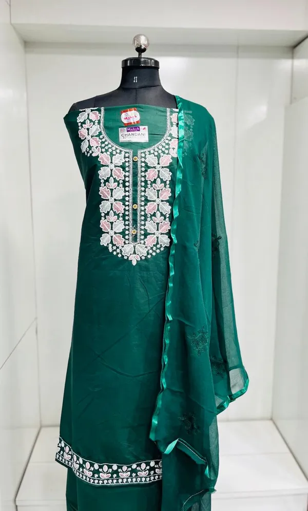 Green_Cotton_Embroidery_Unstitched_Suit_For_Women