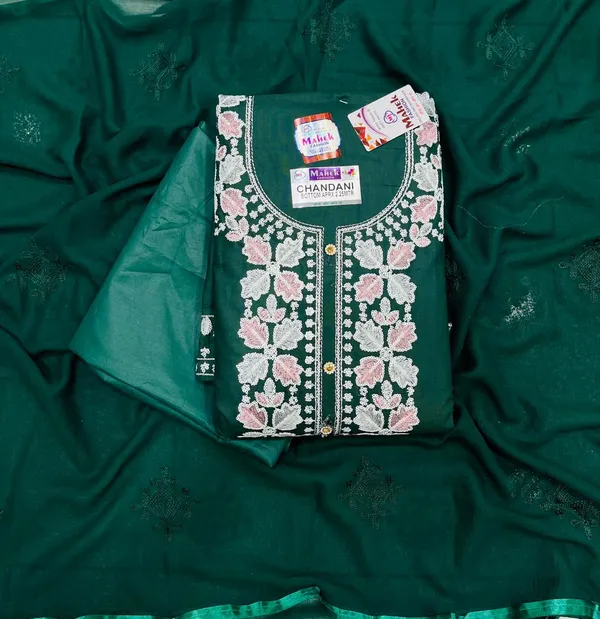 Green_Cotton_Embroidery_Unstitched_Suit_For_Women