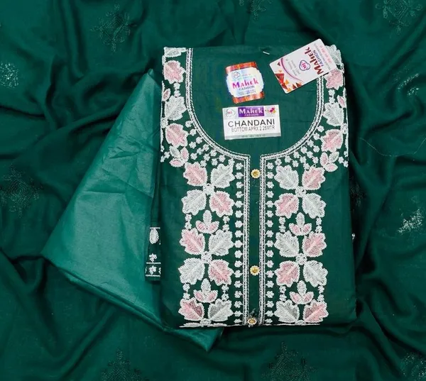 Green_Cotton_Embroidery_Unstitched_Suit_For_Women