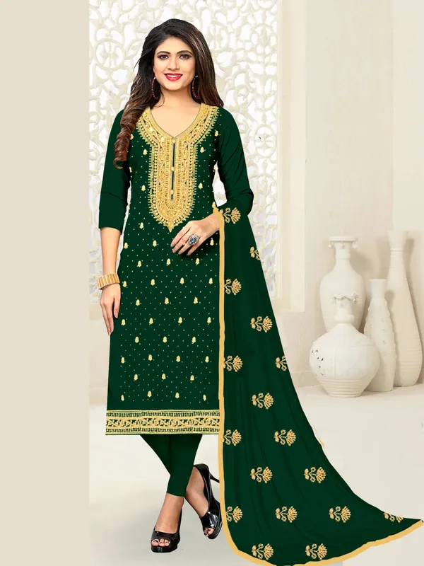 Green_Cotton_Embroidery_Unstitched_Suit_For_Women