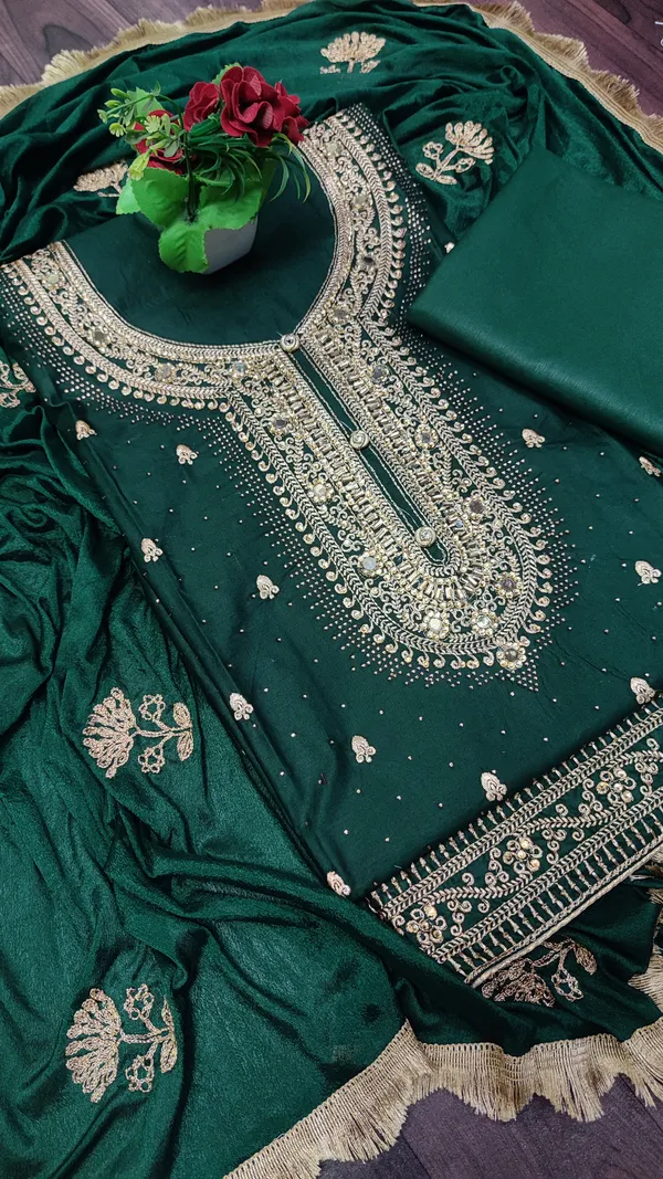Green_Cotton_Embroidery_Unstitched_Suit_For_Women