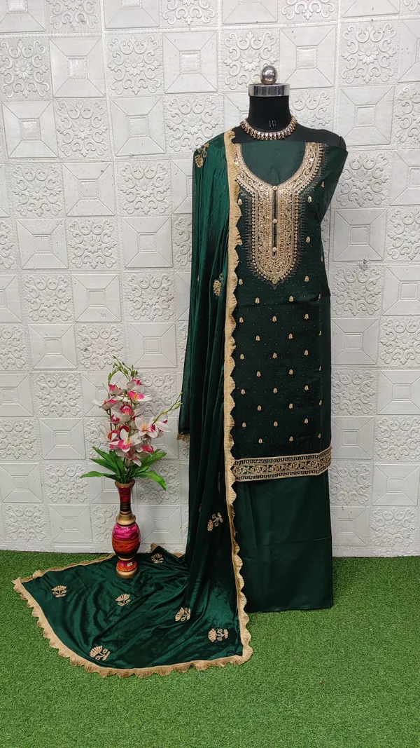 Green_Cotton_Embroidery_Unstitched_Suit_For_Women