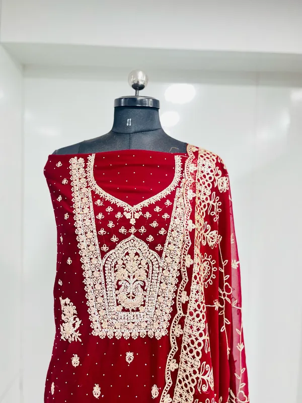 Maroon_Georgette_Party_Wear_Traditional_Embroidery_Unstitched_Suit_For_Women