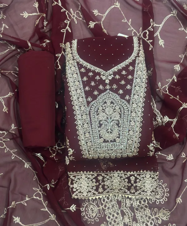 Maroon_Georgette_Party_Wear_Traditional_Embroidery_Unstitched_Suit_For_Women