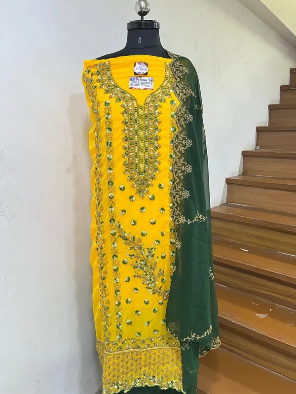 Yellow_Unstitched_Suit_For_Women_|_Georgette_Party_Wear_Traditional_Embroidery_Work_Suit