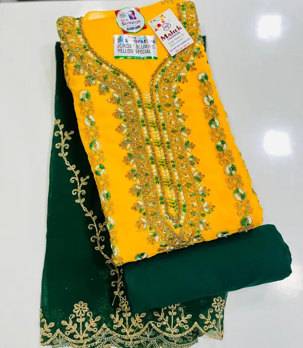 Yellow_Unstitched_Suit_For_Women_|_Georgette_Party_Wear_Traditional_Embroidery_Work_Suit