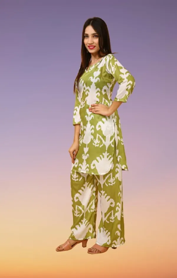 Green_Kora_Muslin__Stiched_Co_Ord_Set_For_Women