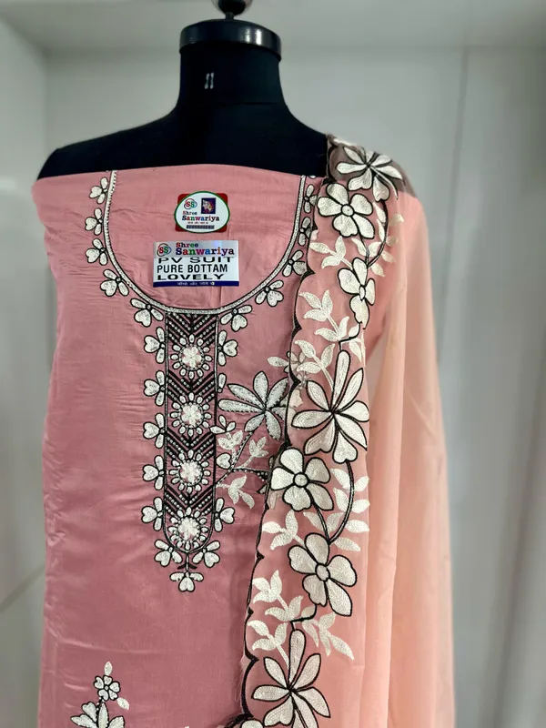 Peach_Party_Wear_Viscose_Embroidery_Unstitched_Suit_For_Women