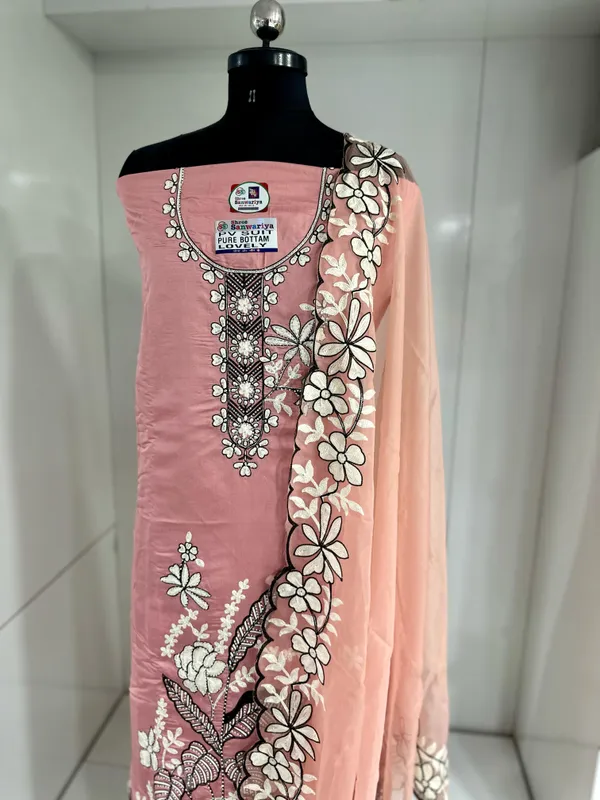 Peach_Party_Wear_Viscose_Embroidery_Unstitched_Suit_For_Women