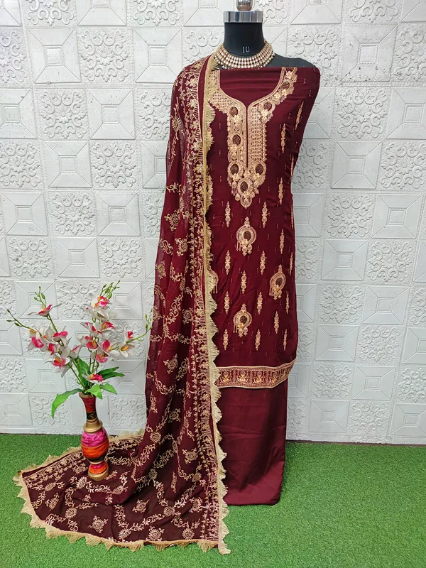 Maroon_Georgette_Party_Wear_Traditional_Embroidery_Unstitched_Suit_For_Women