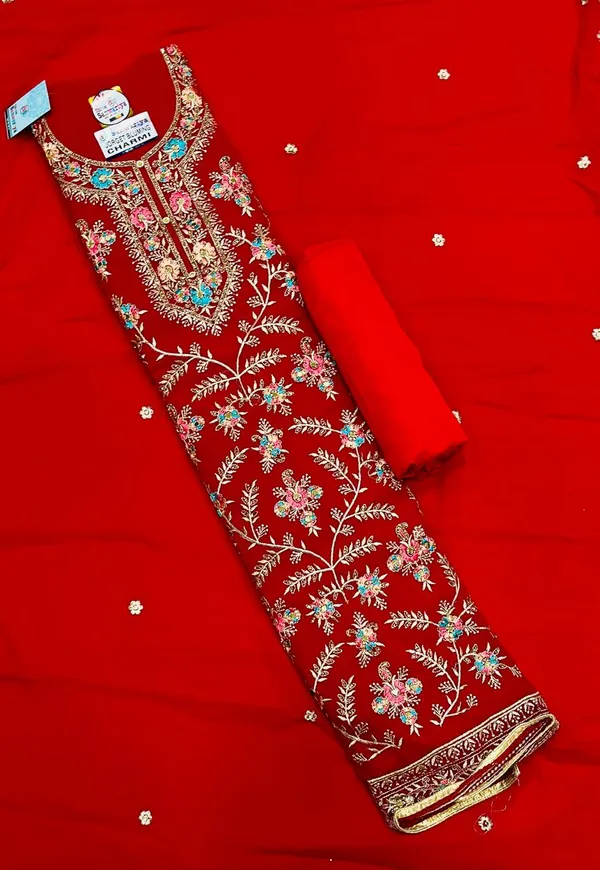 Red_Georgette_Party_Wear_Traditional_Embroidery_Unstitched_Suit_For_Women