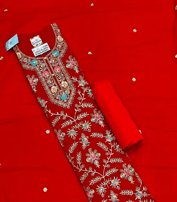 Red_Georgette_Party_Wear_Traditional_Embroidery_Unstitched_Suit_For_Women