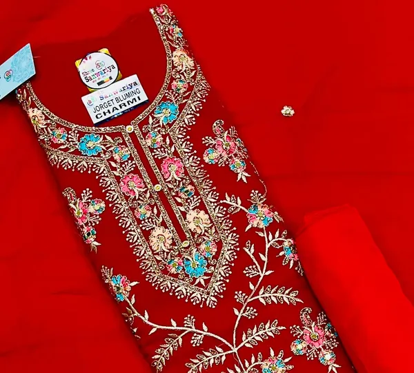 Red_Georgette_Party_Wear_Traditional_Embroidery_Unstitched_Suit_For_Women