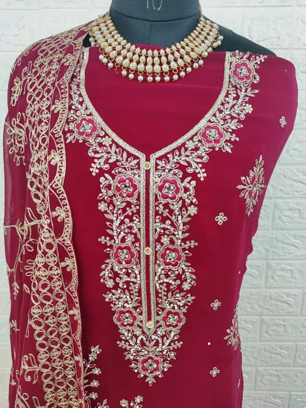 Red_Georgette_Party_Wear_Traditional_Embroidery_Unstitched_Suit_For_Women