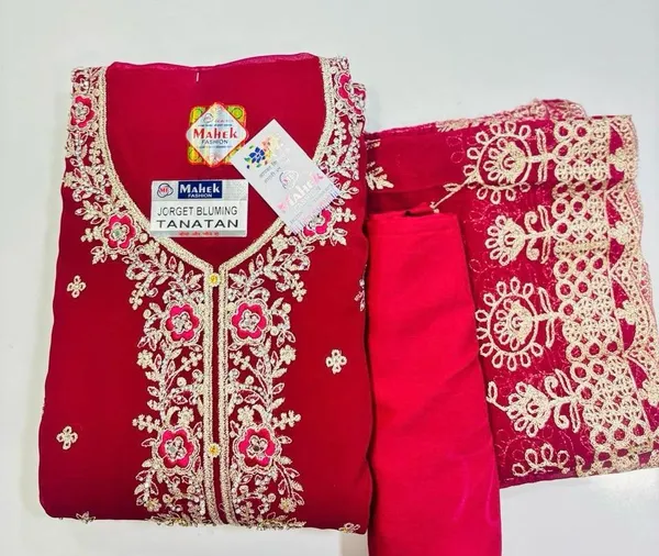 Red_Georgette_Party_Wear_Traditional_Embroidery_Unstitched_Suit_For_Women