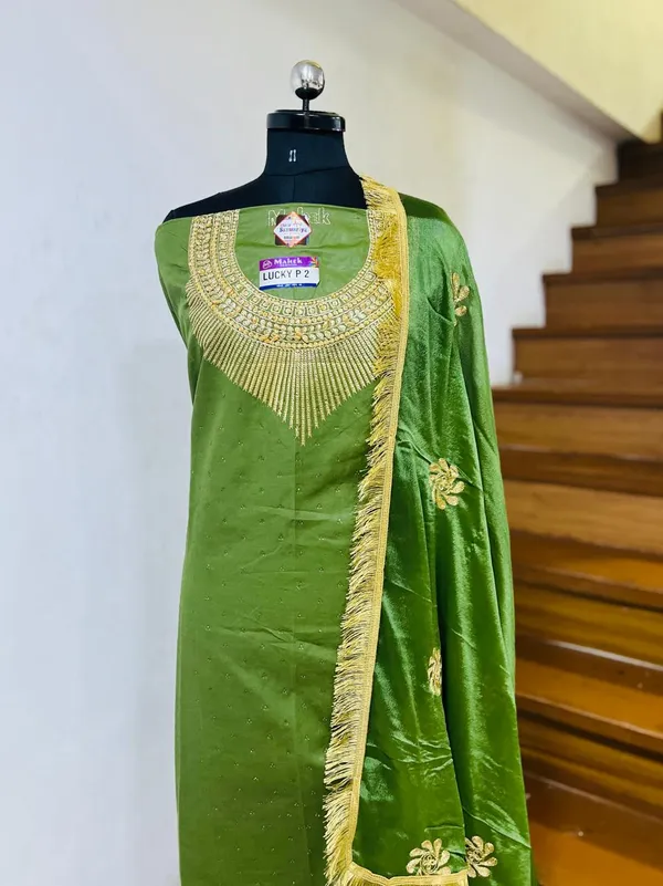 Green_Cotton_Embroidery_Unstitched_Suit_For_Women
