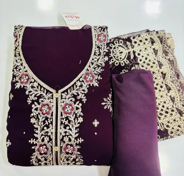 Wine_Georgette_Party_Wear_Traditional_Embroidery_Unstitched_Suit_For_Women