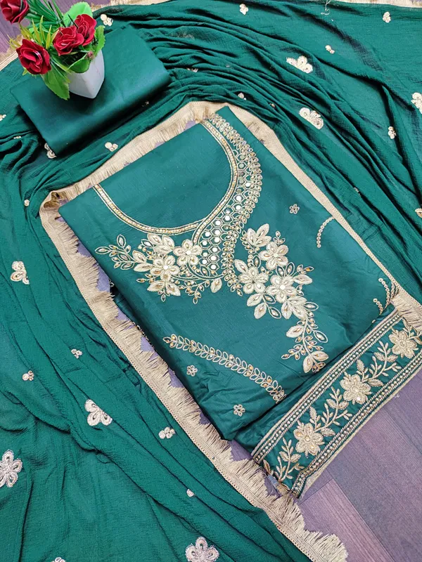 Green_Cotton_Embroidery_Unstitched_Suit_For_Women