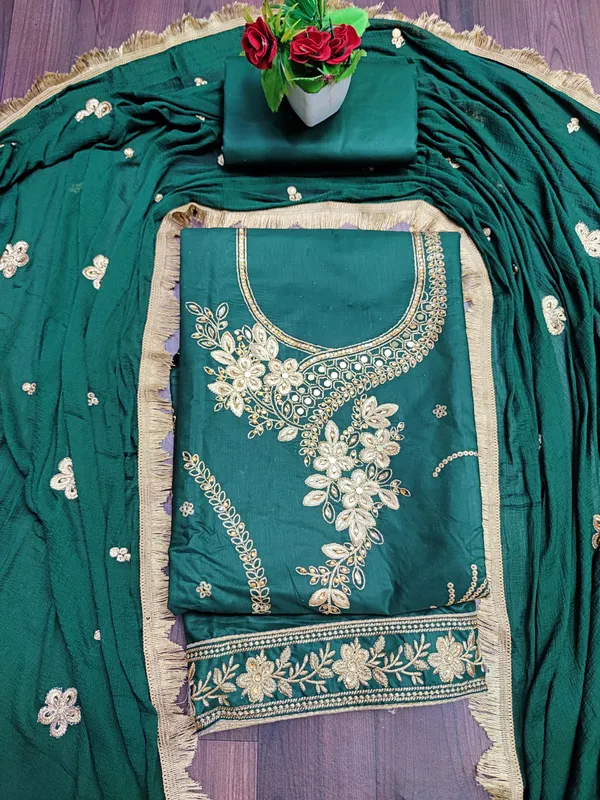 Green_Cotton_Embroidery_Unstitched_Suit_For_Women