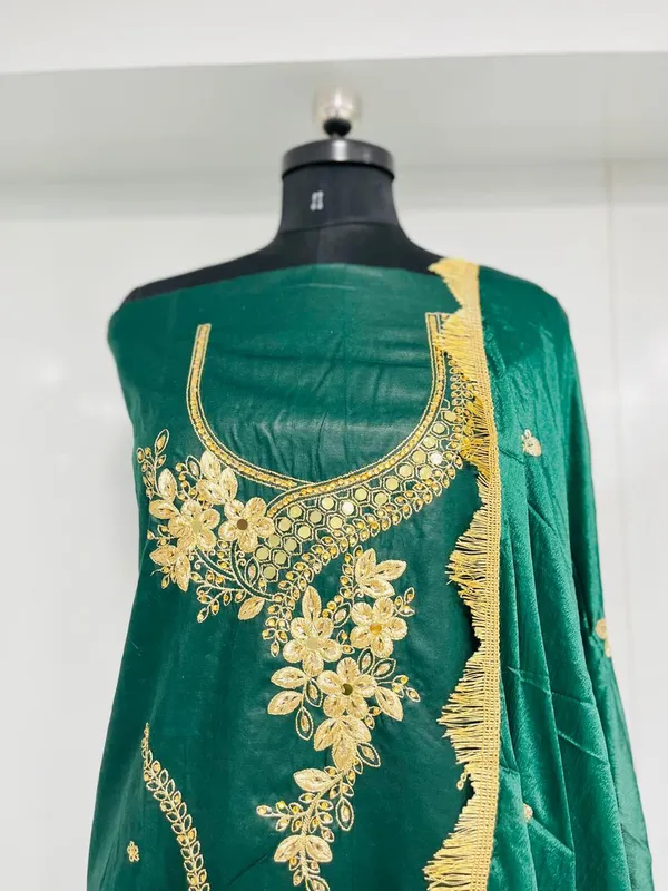 Green_Cotton_Embroidery_Unstitched_Suit_For_Women
