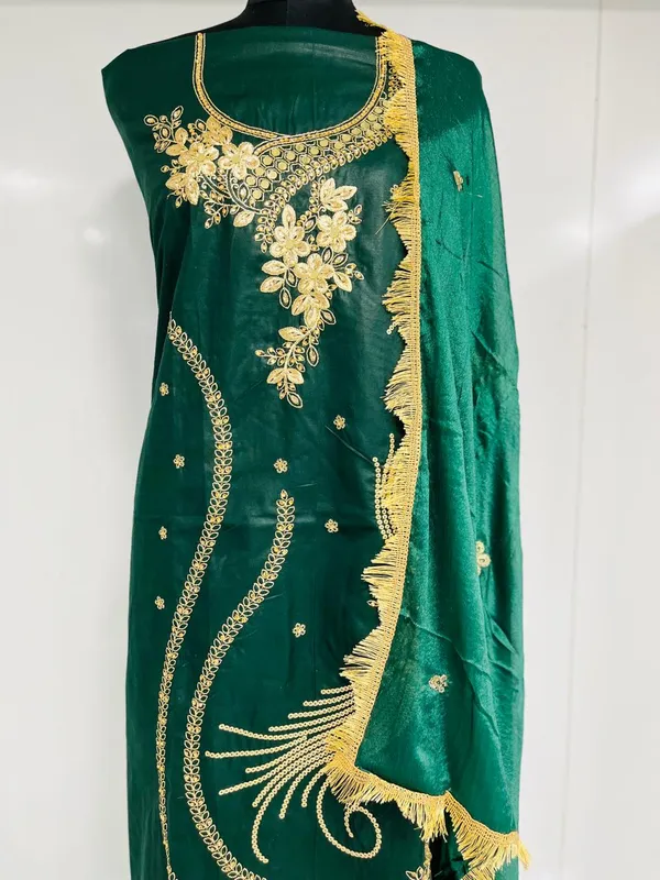 Green_Cotton_Embroidery_Unstitched_Suit_For_Women