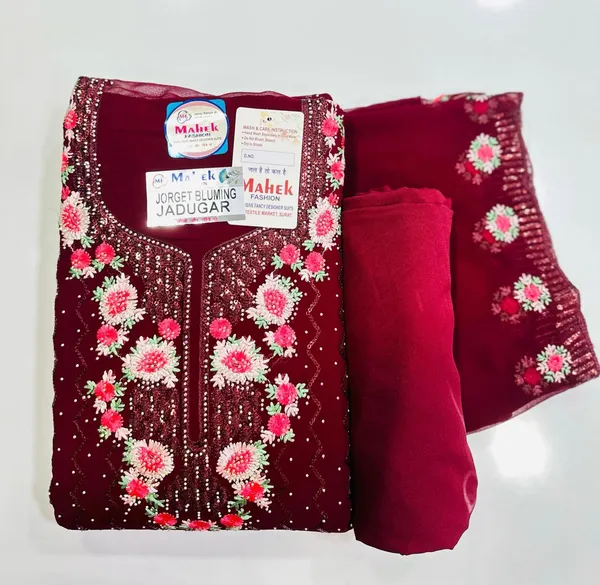 Maroon_Georgette_Party_Wear_Traditional_Embroidery_Unstitched_Suit_For_Women