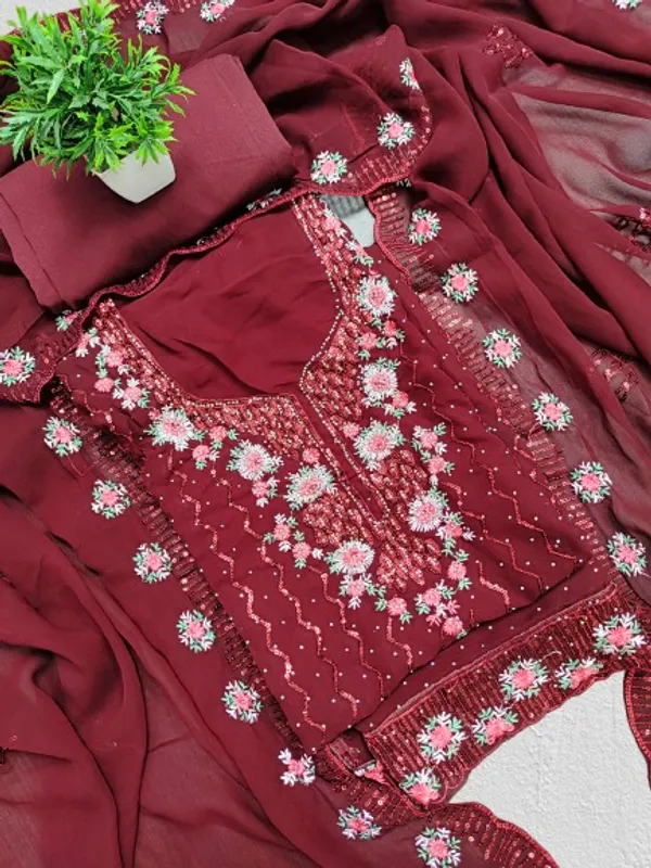 Maroon_Georgette_Party_Wear_Traditional_Embroidery_Unstitched_Suit_For_Women
