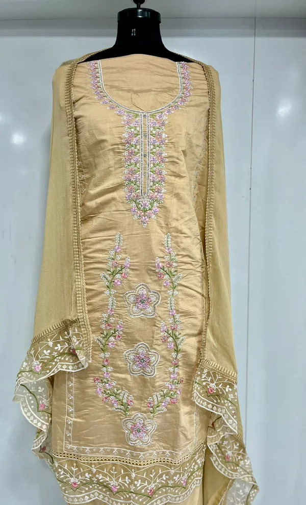 Cream_Georgette_Party_Wear_Traditional_Embroidery_Unstitched_Suit_For_Women