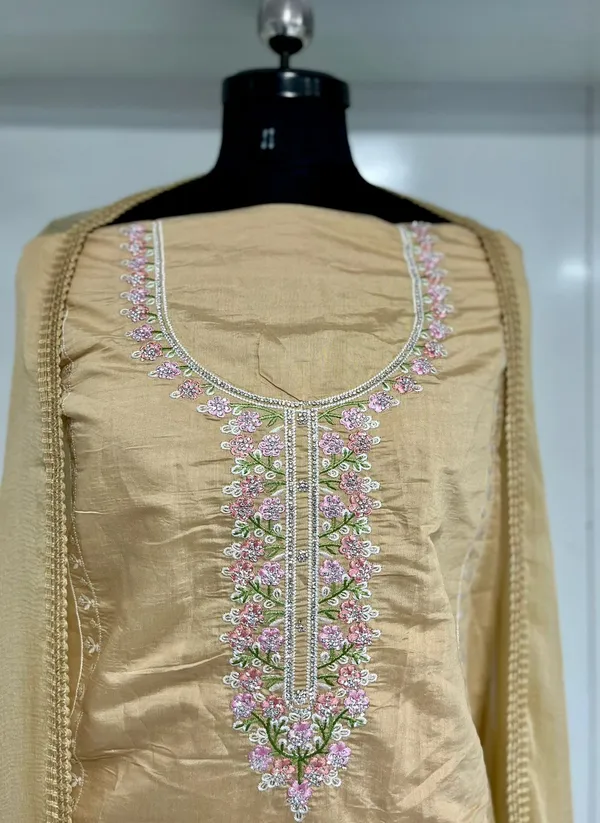 Cream_Georgette_Party_Wear_Traditional_Embroidery_Unstitched_Suit_For_Women