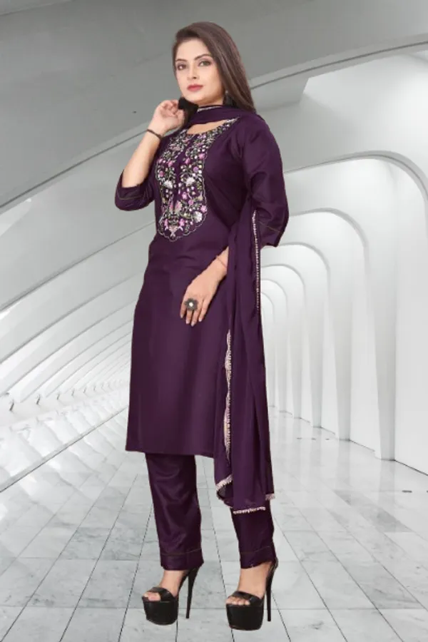 Purple_Cotton_Stiched_Kurti_Set_For_Women