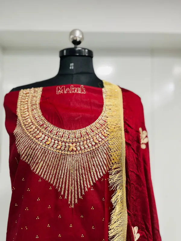 Maroon_Cotton_Embroidery_Unstitched_Suit_For_Women
