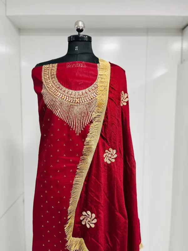 Maroon_Cotton_Embroidery_Unstitched_Suit_For_Women