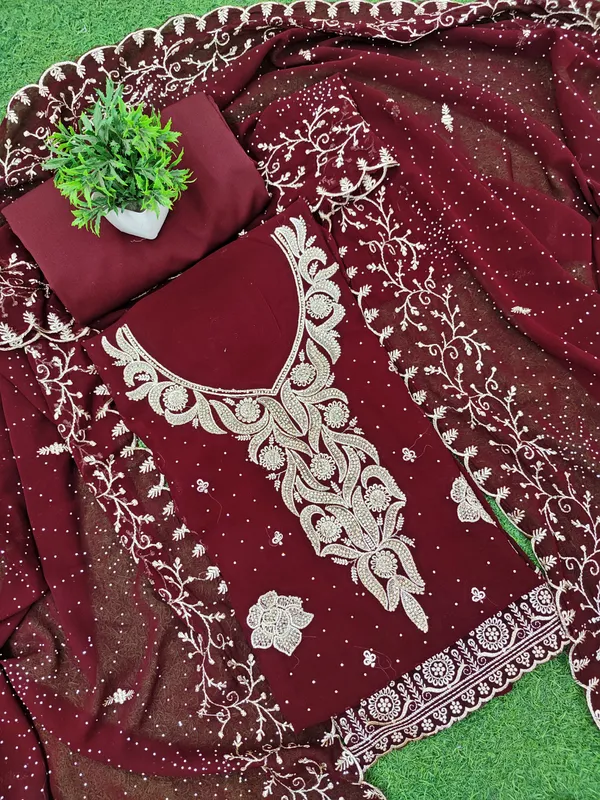 Maroon_Georgette_Party_Wear_Traditional_Embroidery_Unstitched_Suit_For_Women