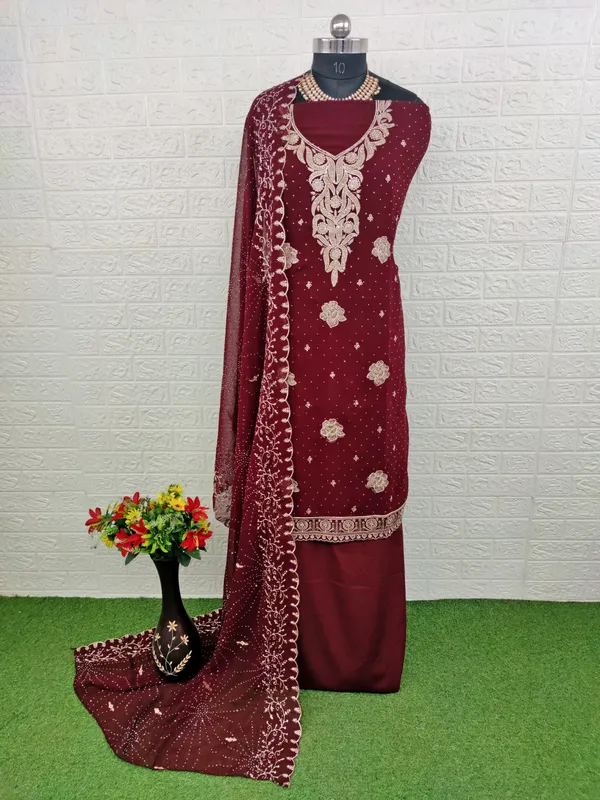 Maroon_Georgette_Party_Wear_Traditional_Embroidery_Unstitched_Suit_For_Women
