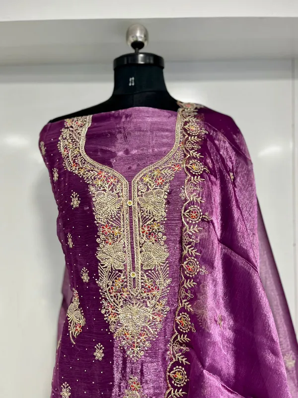 Purple_Shimmer_Organza_Party_Wear_Traditional_Embroidery_Unstitched_Suit_For_Women