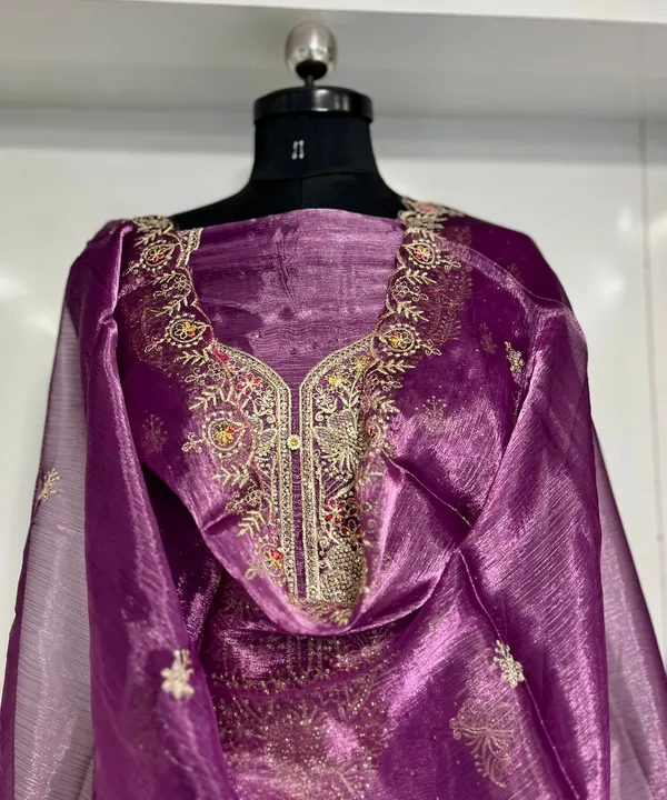 Purple_Shimmer_Organza_Party_Wear_Traditional_Embroidery_Unstitched_Suit_For_Women