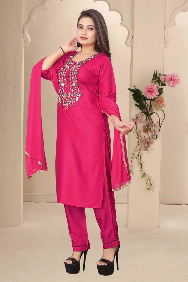 Pink_Cotton_Stiched_Kurti_Set_For_Women