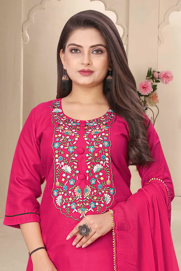 Pink_Cotton_Stiched_Kurti_Set_For_Women