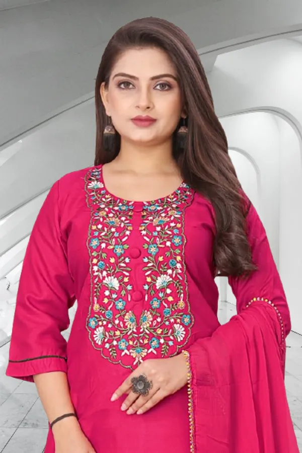 Pink_Cotton_Stiched_Kurti_Set_For_Women