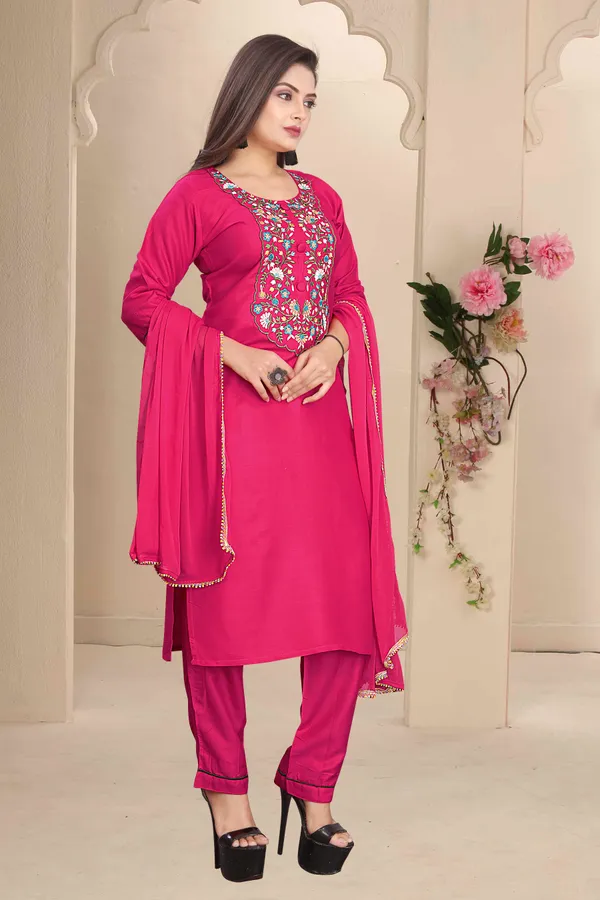 Pink_Cotton_Stiched_Kurti_Set_For_Women